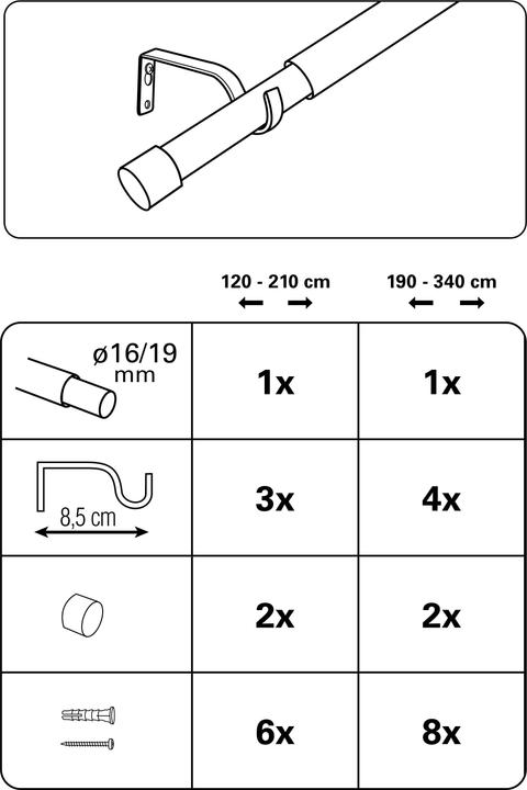 Nutritional values and ingredients Gardinia Kos Ball curtain pole set