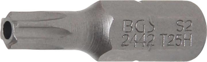 Produktbild BGS Bit Länge 25 mm Antrieb Aussensechskant 6,3 mm (1/4") T-Profil (für Torx) mit Bohrung T25 (T25)
