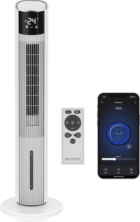 Actual product image Brandson Mobiler Luftkühler mit Wasserkühlung, Klimagerät, 60W, WIFI, Turmventilator, Verdunstungskühler