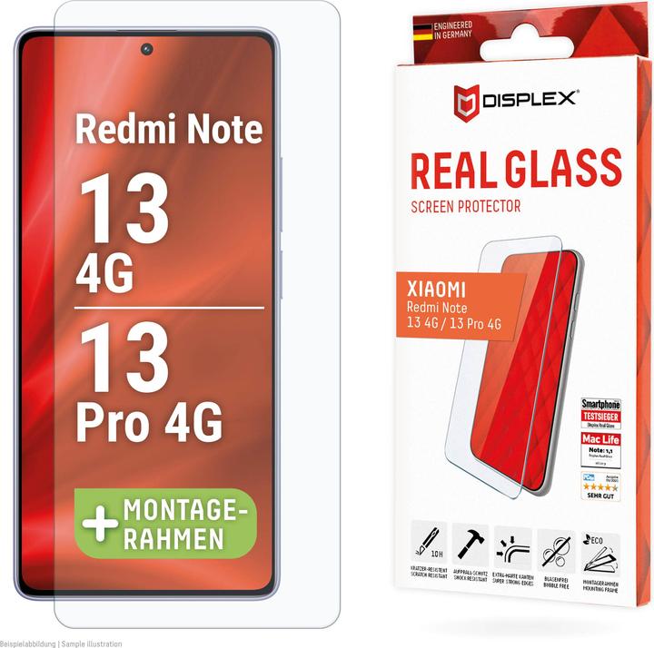 Immagine prodotto Displex Real Glass, 2D Panzerglas (1 Pezzo/i, Xiaomi Redmi Note 13 4G, Xiaomi Redmi Note 13 Pro 4G, Xiaomi Poco M6 Pro)