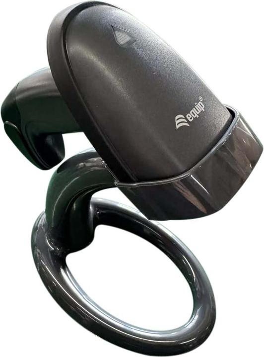 Produktbild equip Barcode Handscanner 2D Laser mit Halterung 2.4GHz sw (2D-Barcodes, 1D-Barcodes, QR-Code)