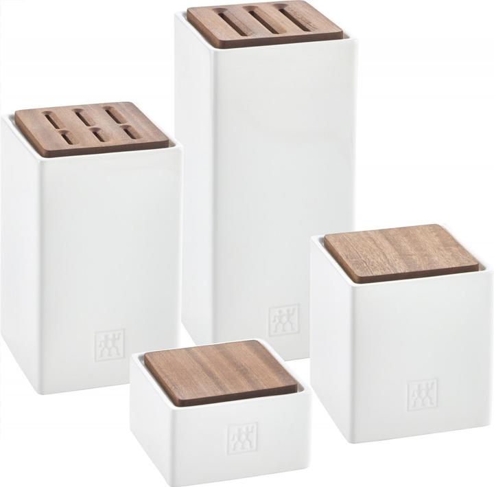 Image du produit Zwilling Keramik Set 4-tlg weiss, Deckel Sapelliholz
