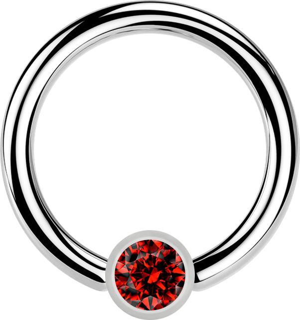 Immagine prodotto Star Piercing Anello Micro Closure argento cilindro cristallo rosso (Acciaio chirurgico 316L)