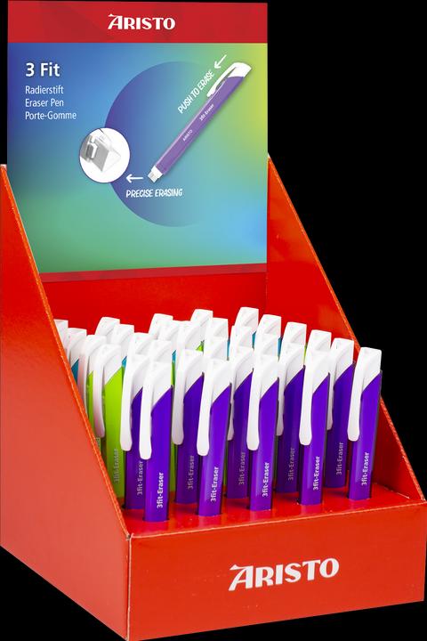 Actual product image Aristo Eraser pencil 3Fit Display 30, 10 x each blue, green, violet