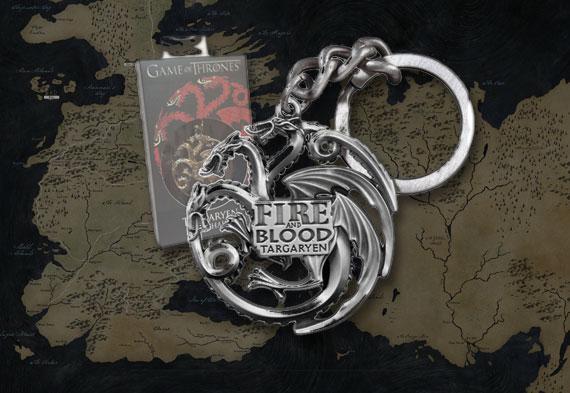 Produktbild Noble Collection Game of Thrones: Targaryen Keyring with Motto (Metallic Gray)