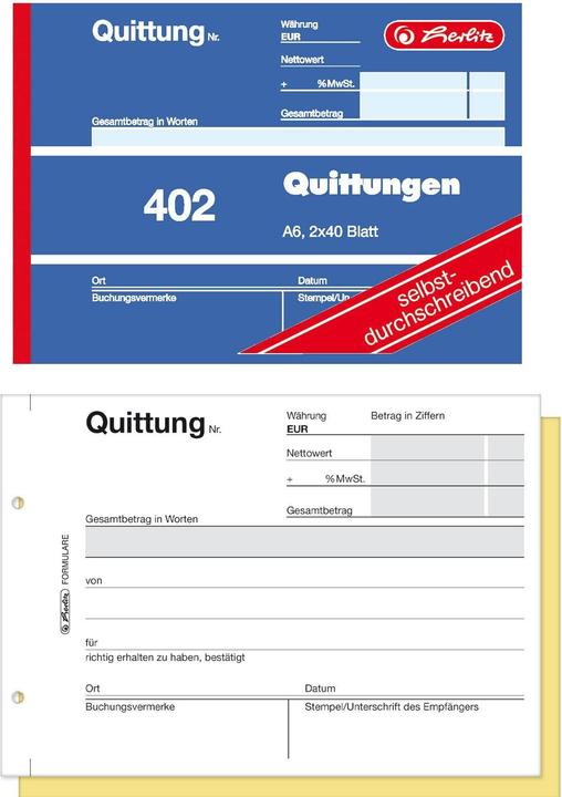 Energy Label Herlitz Receipt block (40 x)