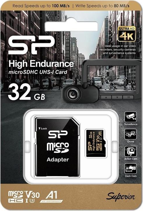 Actual product image Silicon Power 32Go MicroSD Card Golden (32 GB, microSDHC, U3, UHS-I)