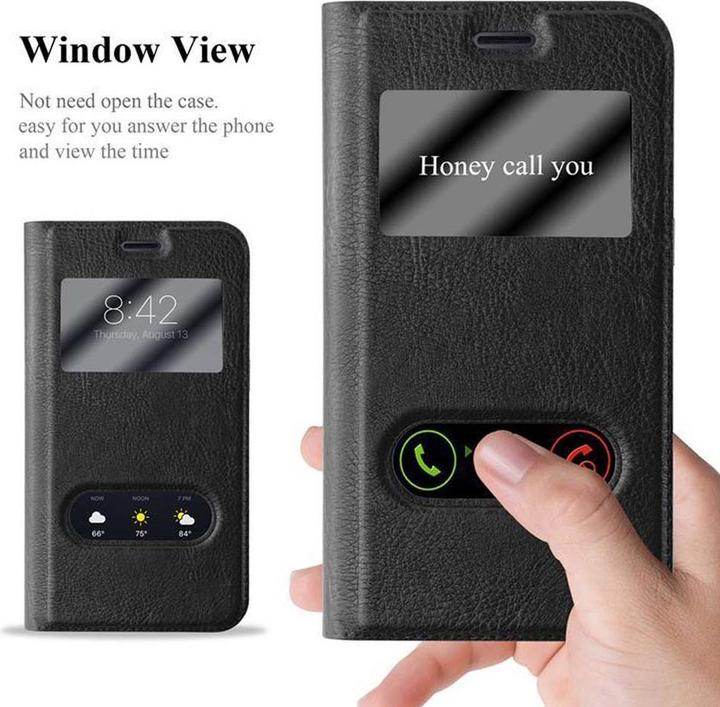 Actual product image Cadorabo Book with View double window cover (Samsung Galaxy J1)