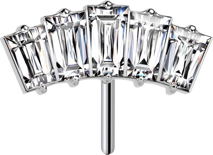 Star Piercing Threadless silber fünf Baguette Kristalle silber (ohne Messing, Titan G23)