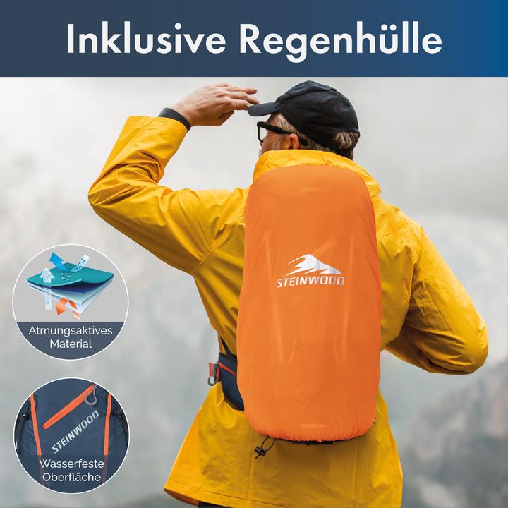 Immagine prodotto Steinwood Zaino da trekking 35L - Idrorepellente, con copertura antipioggia e ventilazione posteriore (35 l)