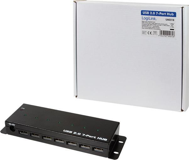 Immagine prodotto LogiLink Hub USB 2.0, 7 porte, versione industriale (USB-A, 7 Porti)