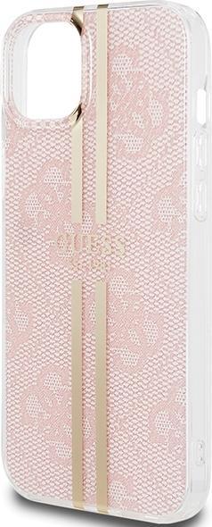 Actual product image Guess GUHCP15SH4PSEGP iPhone 15 / 14 / 13 6.1" różowy/pink hardcase IML 4G Gold Stripe (Apple iPhone 14, Apple iPhone 13, Apple iPhone 15)
