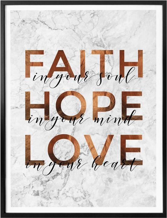 Produktbild Trenddeko Kupferoptik - Faith Hope Love (30 x 40 cm)