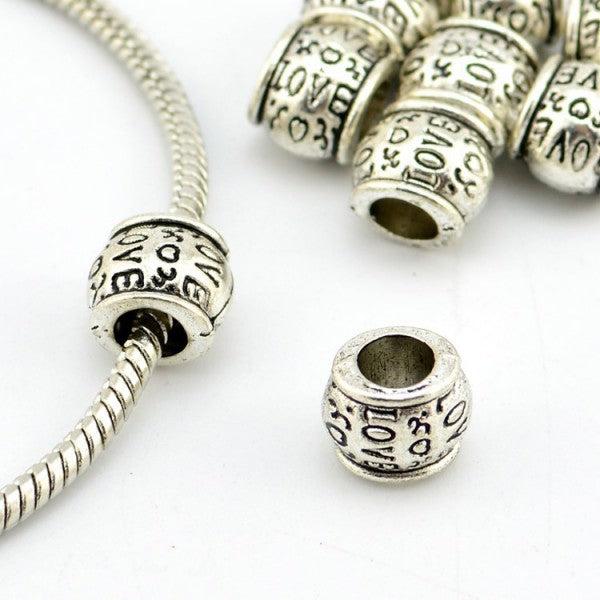 Hermex Herz Love Liebe Valentinstag Bead Perle - Silbrig (Zink-Legierung)