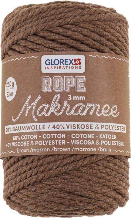 Glorex Corde à macramé 3mm 250g torsadé (63 m)