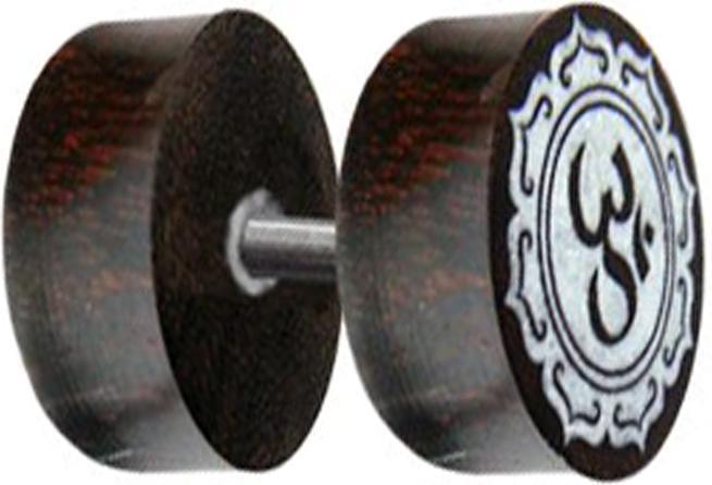 Star Piercing Fake Plug Om Knochen aus Tamarind Holz (ohne Messing, Organisch)