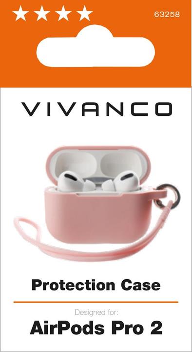 Produktbild Vivanco Protection Case fuer AirPods Pro 2, inkl. Metall Ring und SIlicone Band, pink