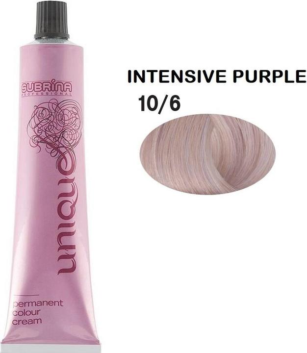 Actual product image Subrina Professional Unique Permanent Hair Dye 106 Intense Violet Bright Blonde - 100 Ml (106 Intense violet light blonde)