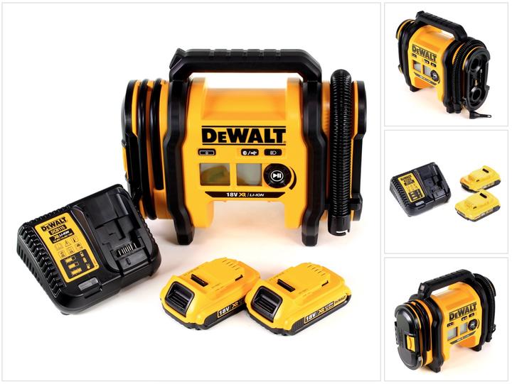 DeWalt DCC 018 N Akku Luftkompressor 18V 11bar KFZ + 2x Akku 2,0Ah + Ladegerät (11 Bar, 14.70 l)