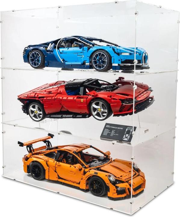 Produktbild iDisplayit Acryl-Display XL für LEGO® 42083 Bugatti Chiron (mit klarem Boden, Stapelbar)