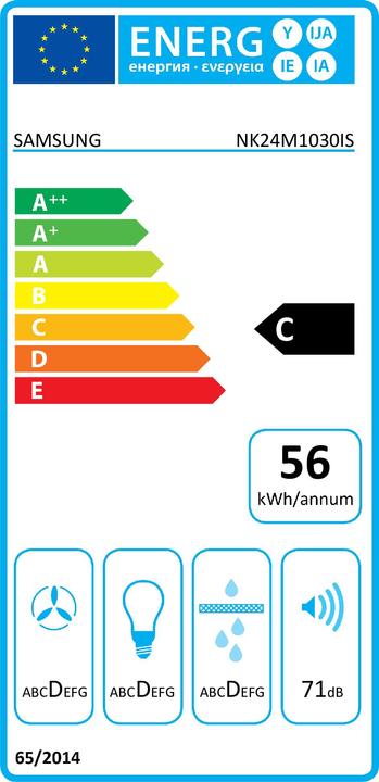 Energie-Label Samsung NK24M1030IS Dunstabzugshaube Halb eingebaut (Pullout) Edelstahl ³/h C (Huttenlüfter)