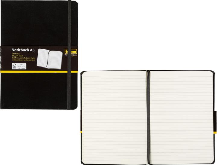 Produktbild Idena Notizbuch A5 liniert schwarz FSC-Mix (A5, Liniert, Harter Einband)