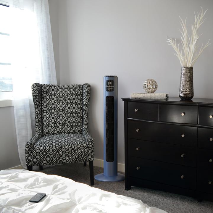 Immagine prodotto Brandson Ventilatore a torre, oscillazione 65°, timer, telecomando, ventilatore da piedistallo 96cm, blu (48 dB)
