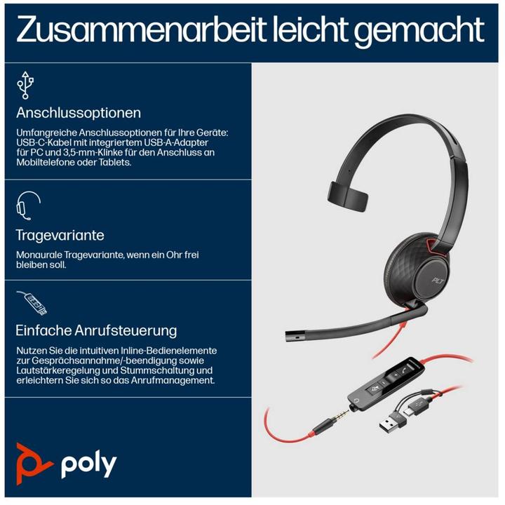 Actual product image Poly BW 5210 USB-C HS +3.5MMP (Cable, USB-A)