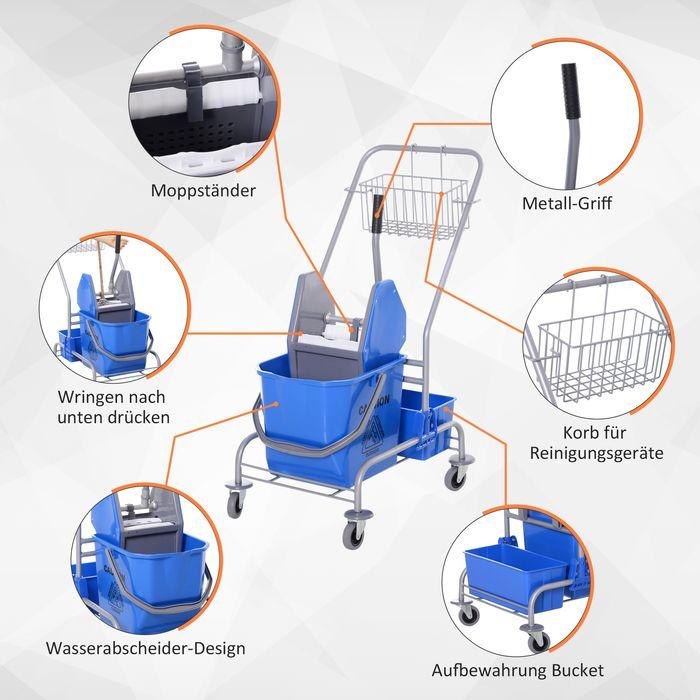 Actual product image Swisshandel24 Putzwagen Reinigungswagen Fahreimer Putzeimer 25 Liter mit 4 Rollen Blau (1 pcs.)