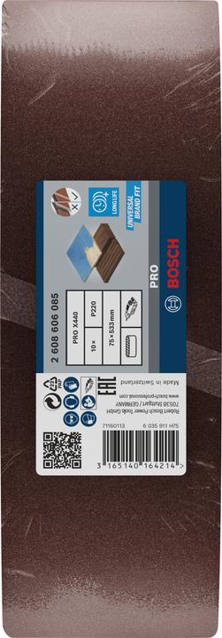 Actual product image Bosch Professional Zubehör PRO X440 sanding belt, 75 x 533 mm, G220 (220)