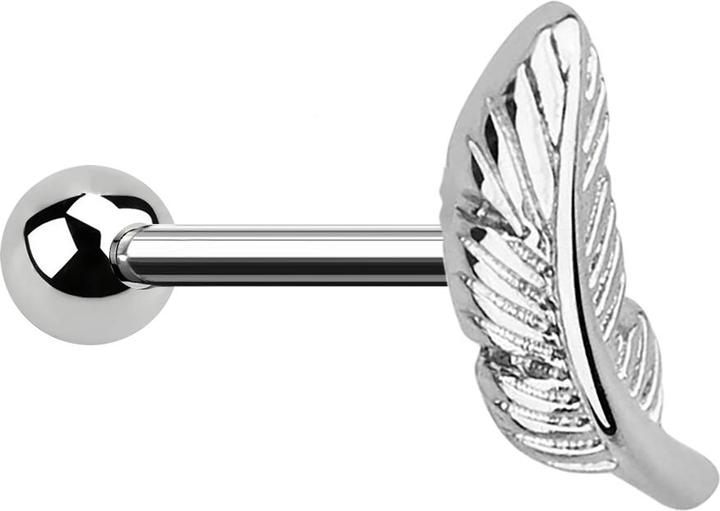 Produktbild Star Piercing Micro Barbell silber mit Kugel und Feder rechts (Messing, Chirurgenstahl 316L)