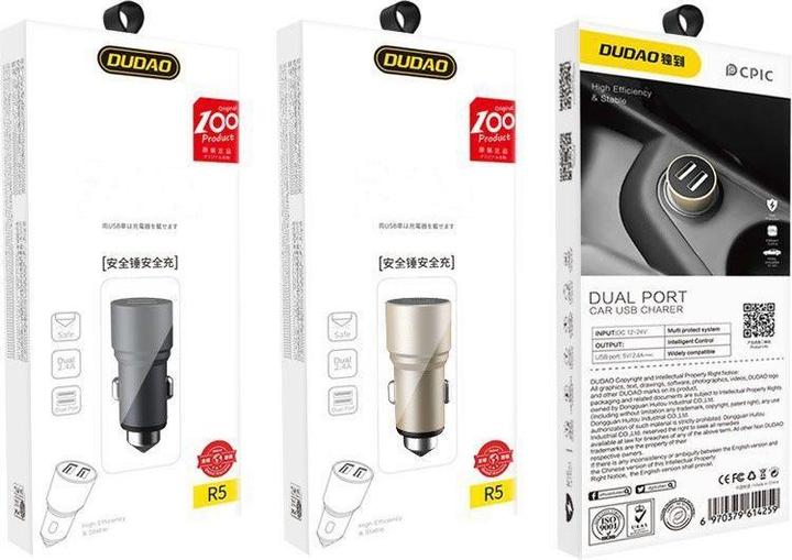 Actual product image Dudao car charger 2x USB 3.1A gray (R5 gray)