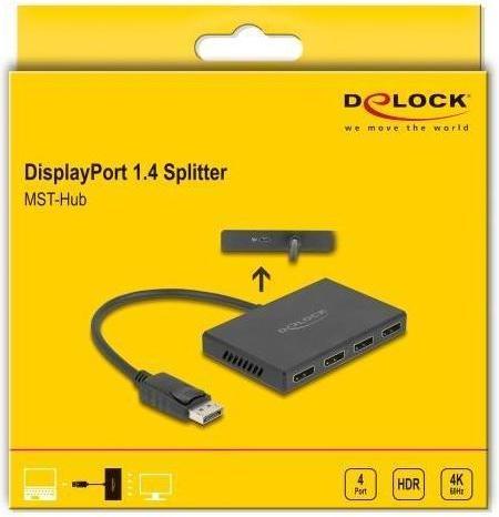 Image du produit Delock Splitter DisplayPort 1.4 1 x DisplayPort in vers 4 x DisplayPort out (10.50 cm)