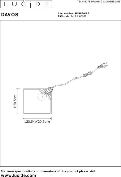 Image du produit Lucide DAVOS - Lampe de table - 1xE27 - Transparent 10518/20/60 (E27)