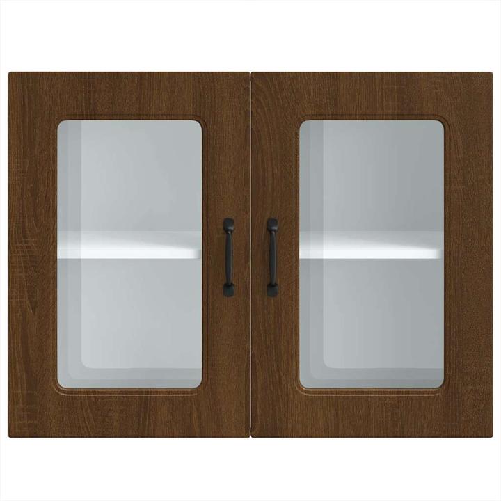 Produktbild VidaXL Küchen-Hängeschrank mit Glastür Kalmar Braun Eichen-Optik (80 x 31 x 60 cm)