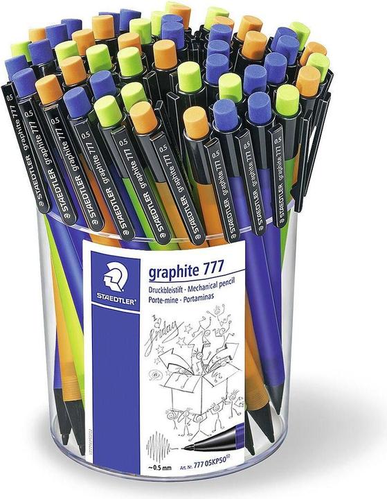Actual product image Staedtler graphite 777 mechanical pencil quiver with 50 pieces, 0.5 mm, assorted (0.50 mm, 50 x)