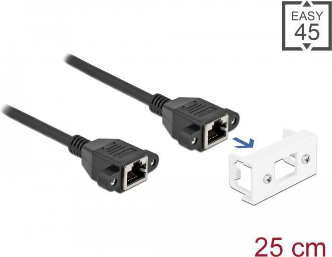 Immagine prodotto Delock Cavo di prolunga di rete per Easy 45 modulo S/FTP da jack RJ45 a jack RJ45 Cat.6A 25 cm nero (S/FTP, CAT6a, 0.25 m)