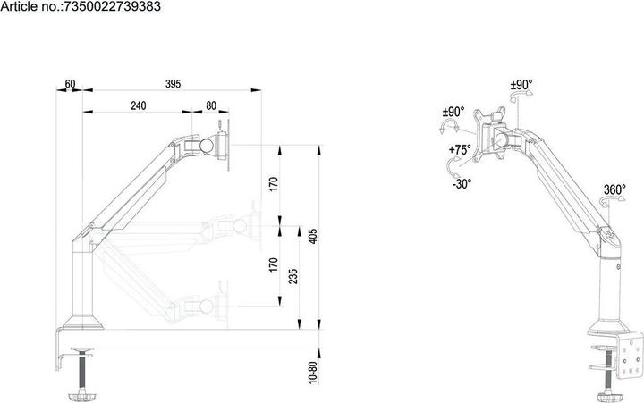 Produktbild Multibrackets Lift Arm Desk (Tisch, 32")