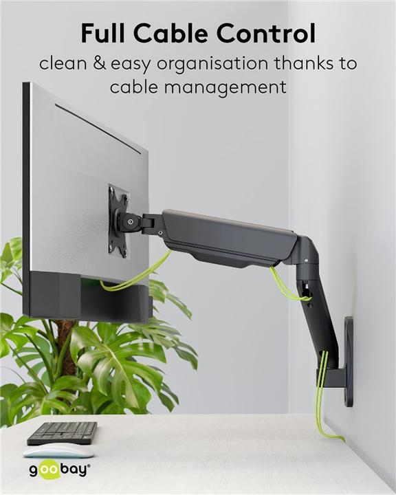 Actual product image Goobay Single monitor wall mount with mechanical spring, black (Wall, 32")