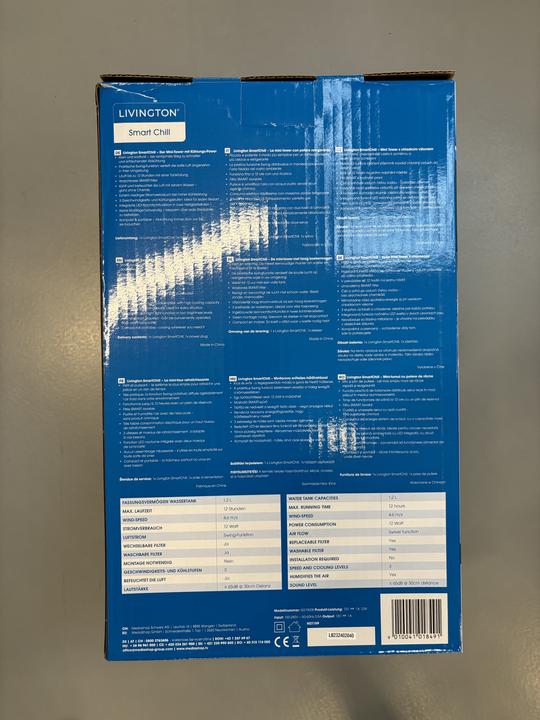 Nutritional values and ingredients Livington CHILL air cooler (20 m²)