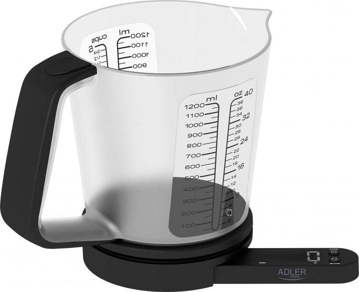 Adler Kitchen scale with a measuring cup AD 3178 Maximum weight (capacity) 5 kg, Accuracy 1 g, Black