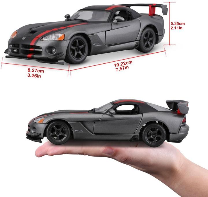 Actual product image Bburago 18/22114 Diecast 1:24 Official Dodge Viper SRT 10 ACR Gray with Red Details for 3+ Years (18