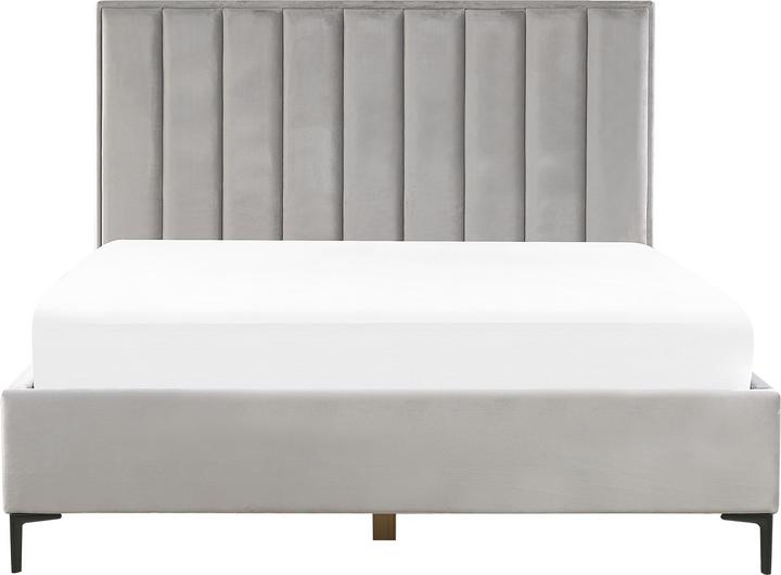 Image du produit Beliani Lit rembourré tissu velours gris avec sommier relevable 180 x 200 cm SEZANNE (180 x 200 cm)