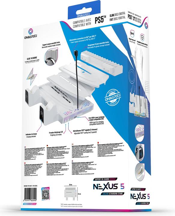 Image du produit Oniverse Nexus 5 Multifunctionele Standaard (PS5/ PS5 Slim) Wit (ONICSMLT-PS5-WHT) (PS5)