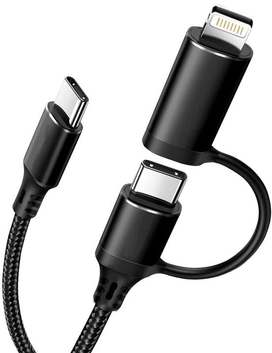 Image du produit PhoneLook Câble de charge 2 en 1 (USB-C vers USB-C + Lightning) pour iPhone 15 et modèles précédents (1 m)
