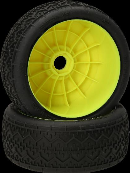 Immagine prodotto HB Racing HB Beams Mounted Tire (ruota rosa/gialla/1:8 Buggy)