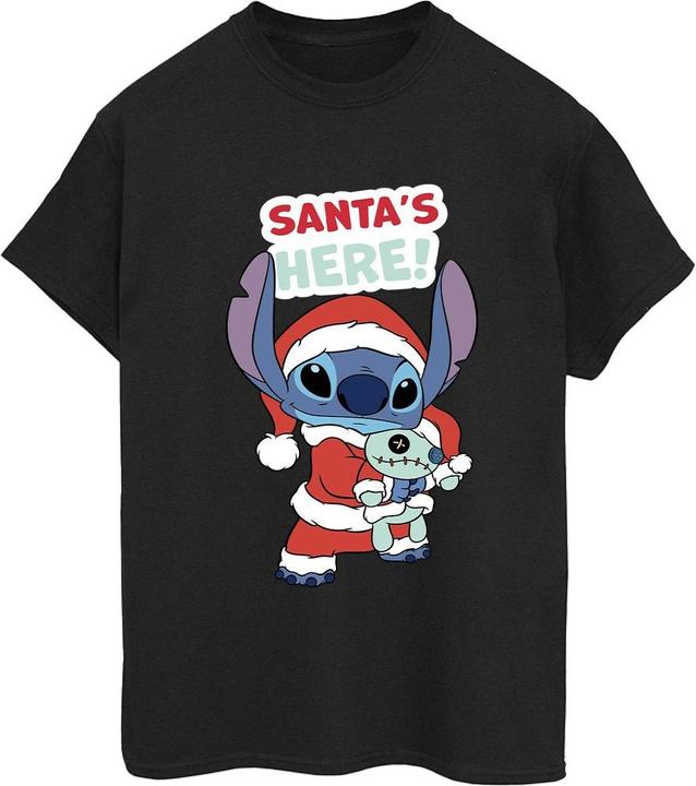 Actual product image Disney Womens/Ladies Lilo & Stitch Santa's Here Cotton Boyfriend T-Shirt (L)