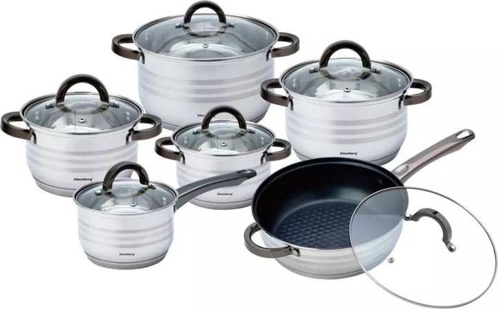 Immagine prodotto Klausberg Elegante set di pentole in acciaio inox con coperchio in vetro, 6 pezzi (Pentola, Acciaio inossidabile)