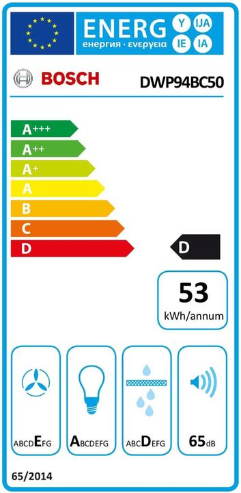Etichetta energetica Bosch Hausgeräte DWP94BC50 (Cappuccio)