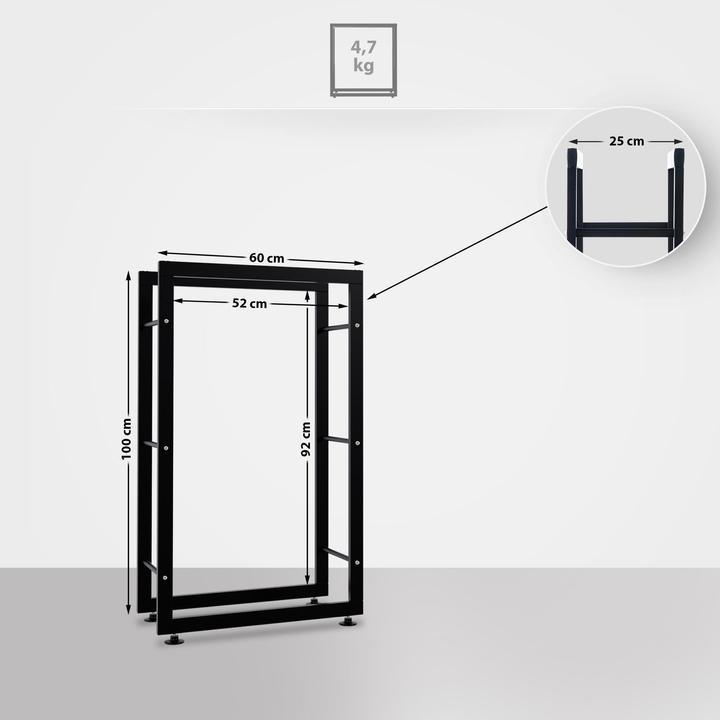 Actual product image CLP Firewood Rack Keri V2 25x60x100, black (25 x 60 x 100 cm)